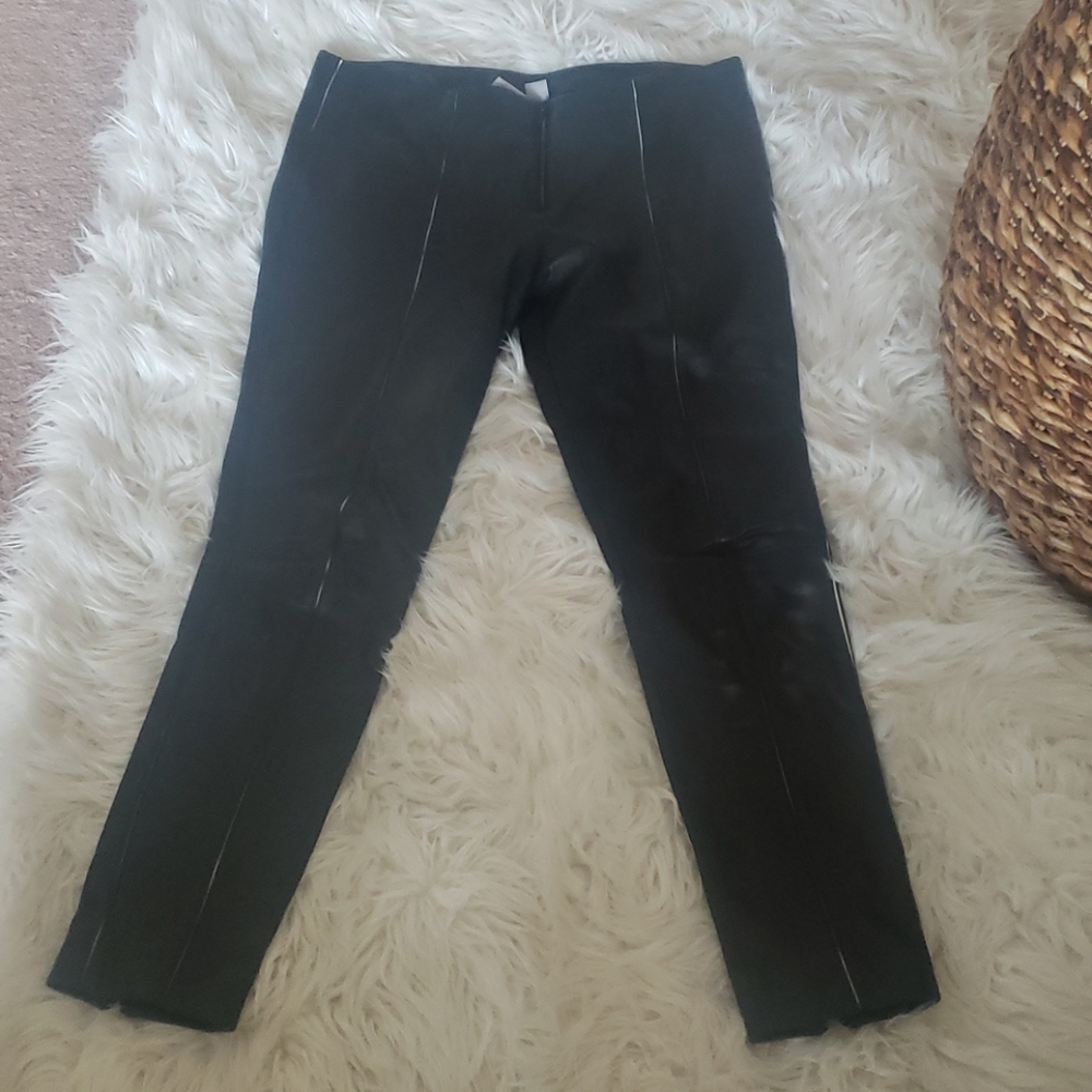 Genuine leather low rise pants